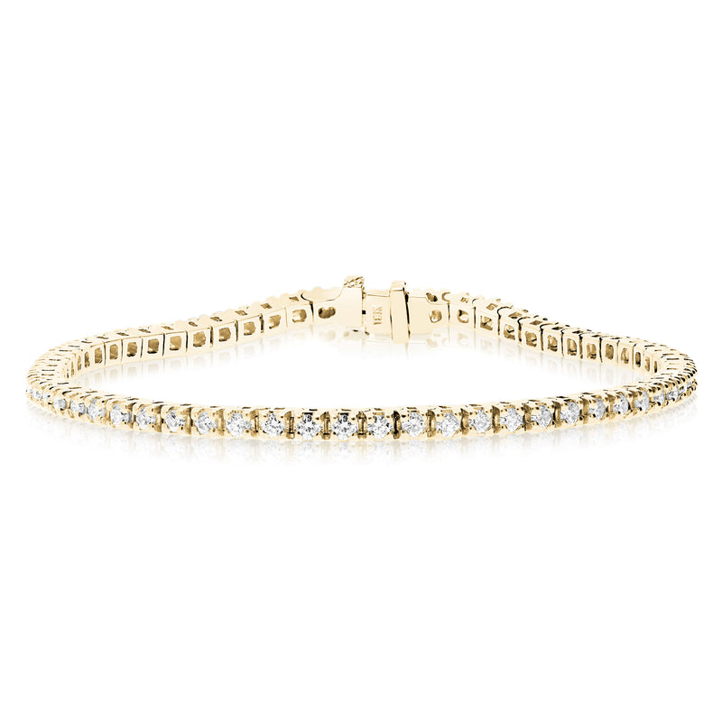 Four Prong Diamond Bracelet, 2 Carats, 18K Yellow Gold