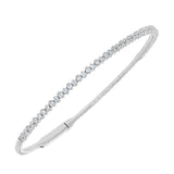 Semi-Bezel Diamond Bangle Bracelet, 14K White Gold