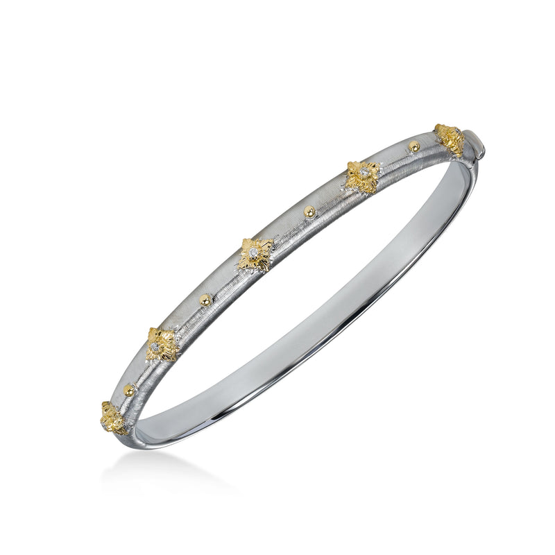Bangle Bracelet, 18K White And Yellow Gold