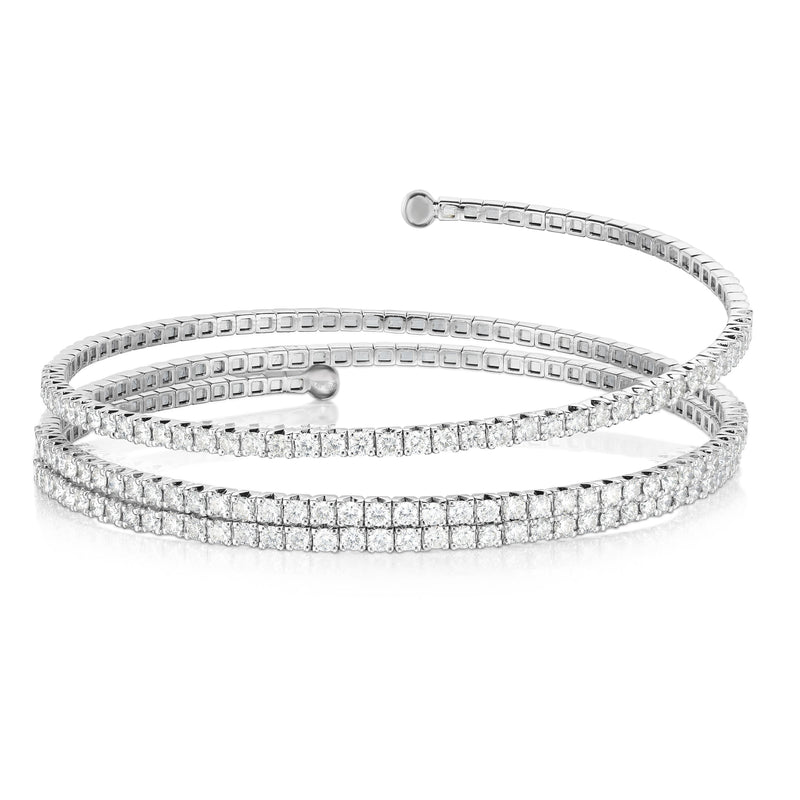 Coil Style Diamond Bangle Bracelet, 14K White Gold