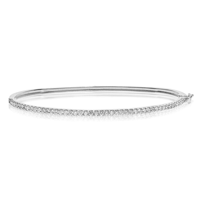 Diamond Bangle Bracelet, .75 Carat, 14K White Gold