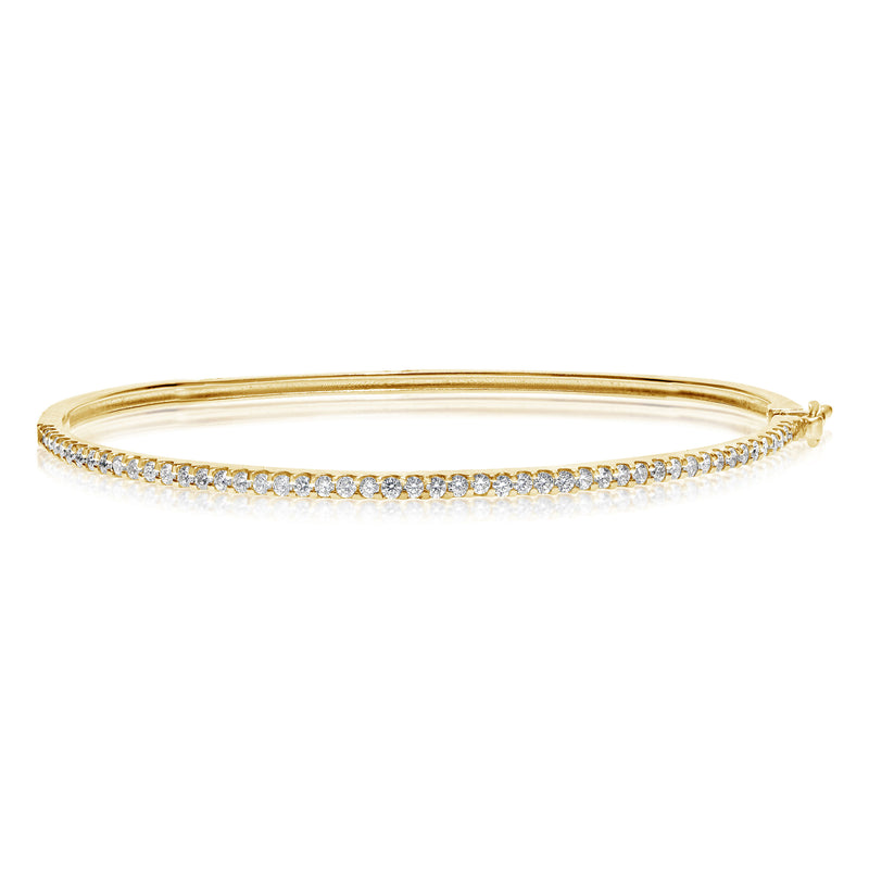 Diamond Bangle Bracelet, .75 Carat, 14K Yellow Gold