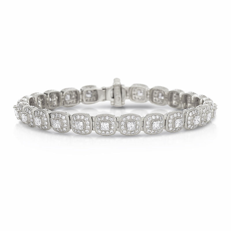 Vintage Style Diamond Bracelet, 4.41 Carats, 14K White Gold