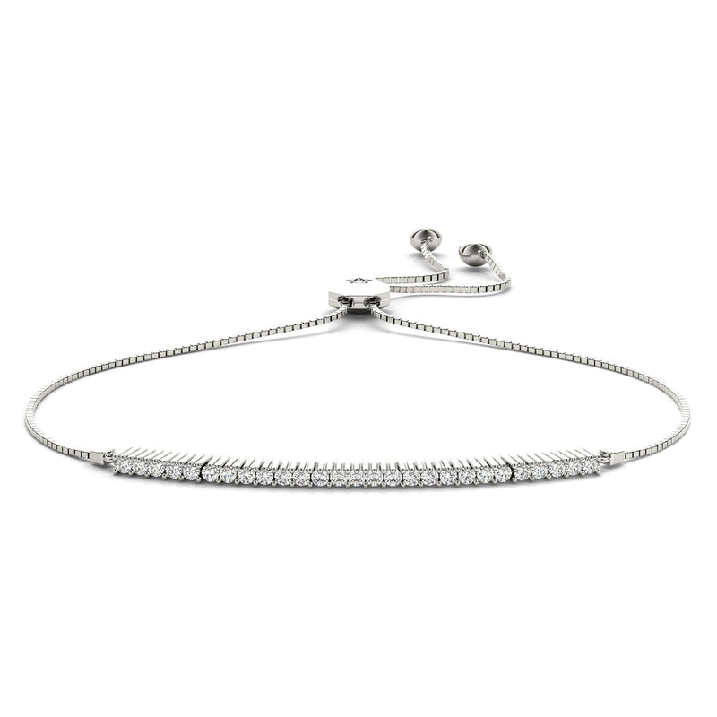 Bolo Style Diamond Bracelet, 14K White Gold