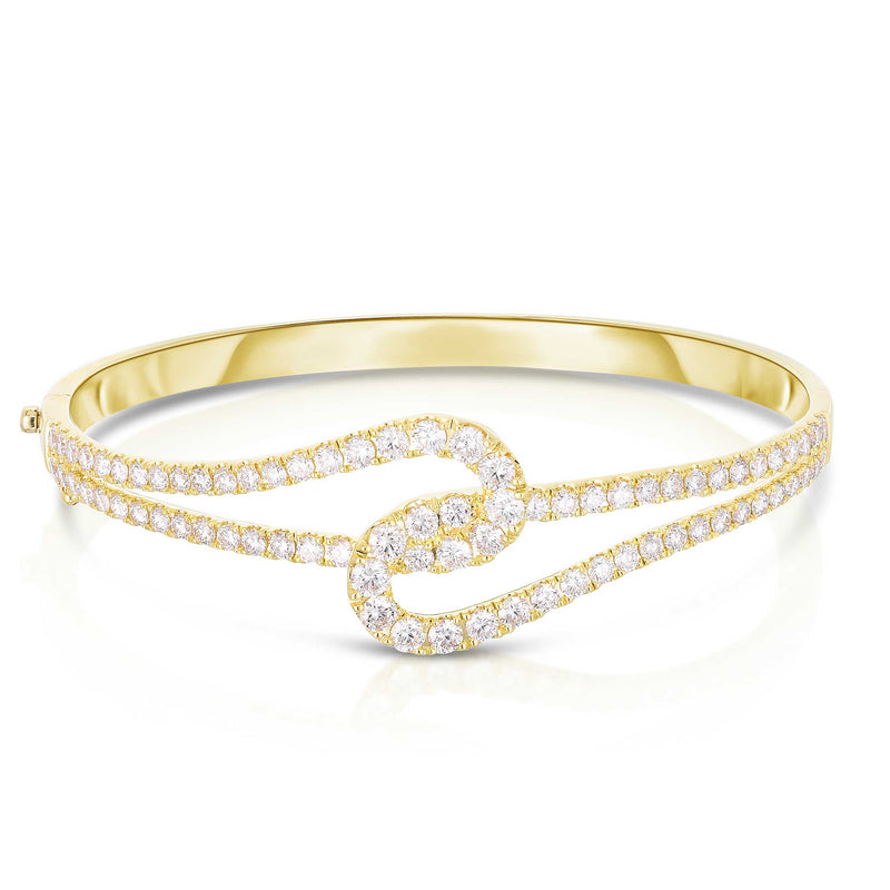 Interlocking Loops Diamond Bangle Bracelet, 14K Yellow Gold