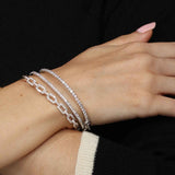 Square Links Diamond Bangle Bracelet, 14K White Gold