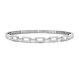 Square Links Diamond Bangle Bracelet, 14K White Gold