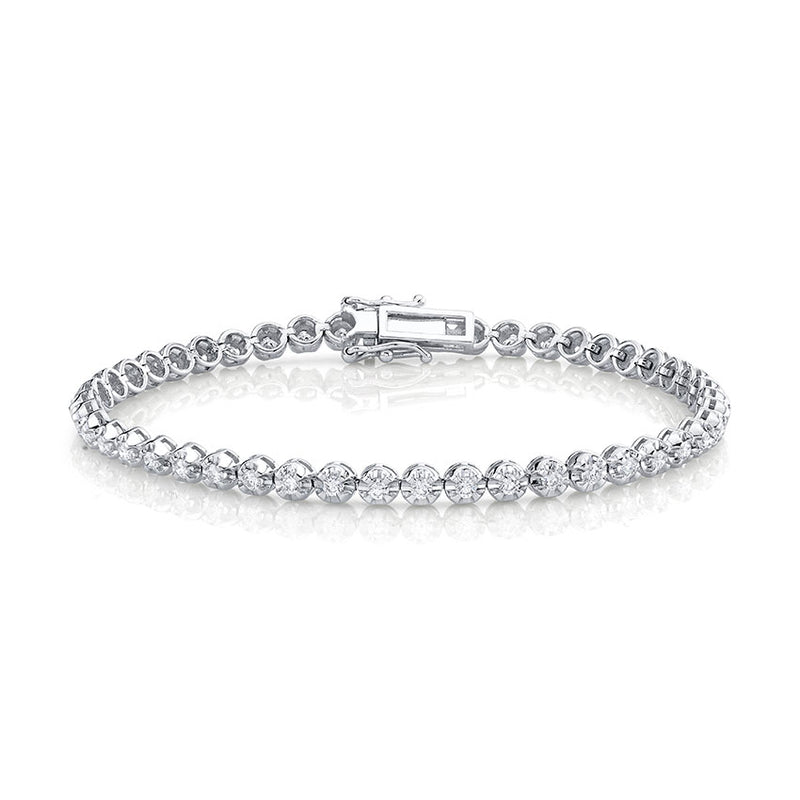 Delicate Diamond Tennis Bracelet, 1.40 Carats, 14K White Gold