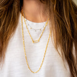 Open Design Paperclip Necklace, 20 Inches, 14K Yellow Gold