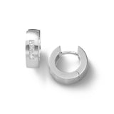Matte Gold and Diamond Huggie Hoop Earrings, 14K White Gold