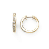 Half Inch Pave Diamond  .10 Carat Hoop, 14K Yellow Gold