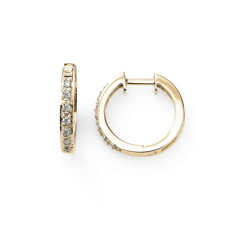 Half Inch Pave Diamond  .10 Carat Hoop, 14K Yellow Gold