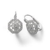 Octagonal Diamond Earrings, .30 Carat, 14K White Gold