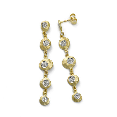 Diamond Disc Dangle Earrings, 14K Yellow Gold