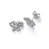Petite Butterfly Earrings with Diamond Accent, 14K White Gold