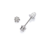 Child's Diamond Studs, Total Weight .14 Carat, 14K White Gold