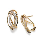 Marquise Shaped Earrings with Diamonds, 14K Yellow Gold