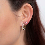 Marquise Shaped Earrings with Diamonds, 14K Yellow Gold