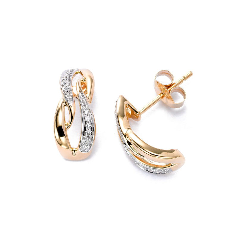 Diamond Hoop Earrings, Diamond Earrings, Yellow Gold Earrings