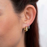 High-Polished Hoop Earrings with Diamonds, 14K White Gold