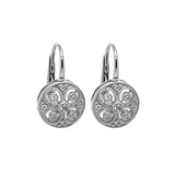 Round Vintage Style Diamond Drop Earrings, 14K White Gold