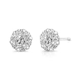 Diamond Cluster Earrings, .78 Carat, 14K White Gold