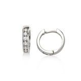 Channel Set Diamond Huggie Hoop Earrings, 14K White Gold