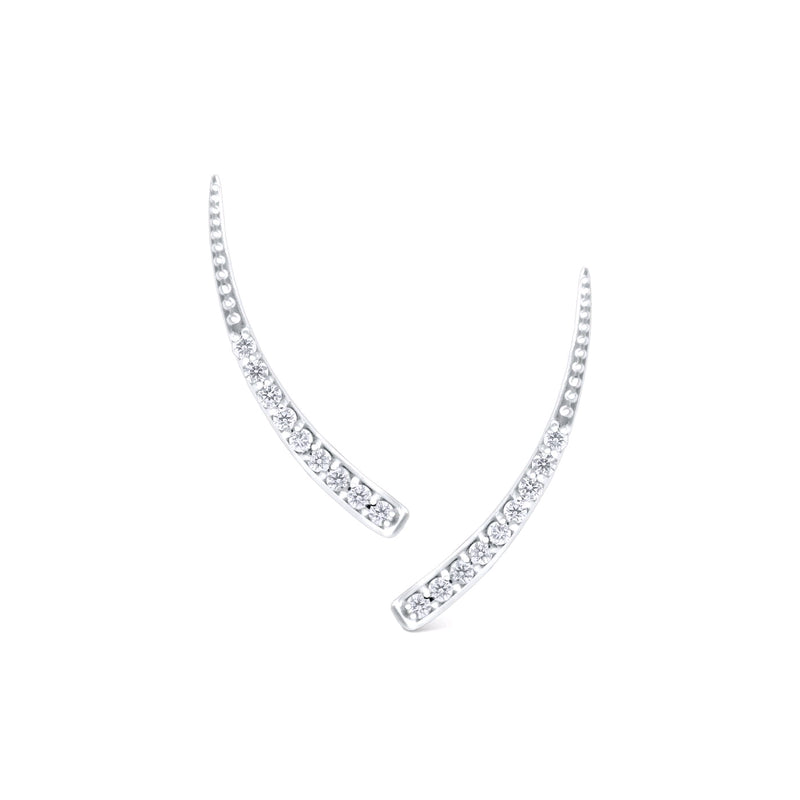 Graduating Diamond Ear Climbers, 14K White Gold