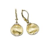 Textured Gold and Diamond Dangle Earrings, 14K Yellow Gold