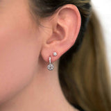 Diamond Cluster Drop Earrings, .60 Carat, 14K White Gold