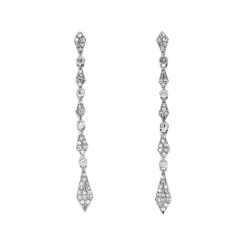 Elegant Pavé Diamond Dangle Earrings, 14K White Gold