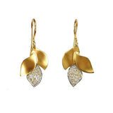 Triple Leaf Diamond Dangle Earrings, 14K Yellow Gold