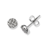 Diamond Cluster Stud Earrings, .50 Carat, 14K White Gold