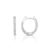 Oval Inside Out Diamond Hoops, 1 Carat, 14K White Gold