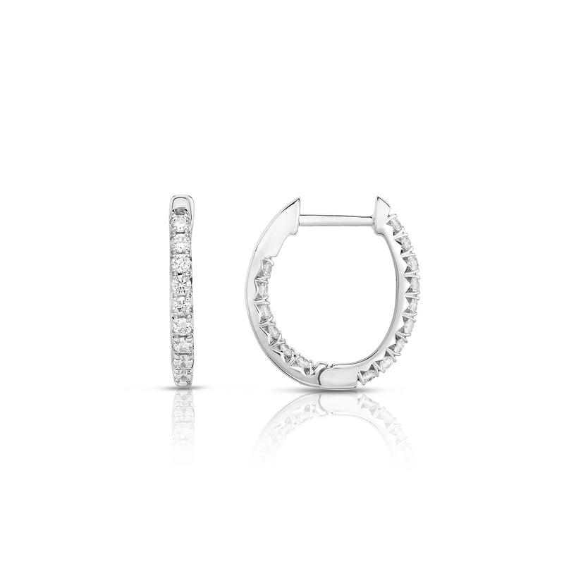 Oval Inside Out Diamond Hoops, .54 Carat, 14K White Gold