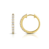 Single Row Diamond Hoop Earrings, 14K Yellow Gold