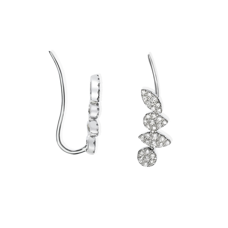 Pavé Diamond Climber Earrings, 14K White Gold