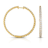 Inside Out Diamond Hoops, 2 Inches, 5.89 Carats, 14K Yellow Gold