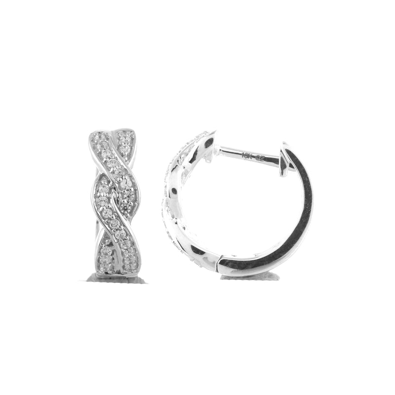 Intertwined Diamond Hoop Earrings, 14K White Gold