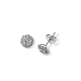 Flower Design Diamond Cluster Earrings, 14K White Gold
