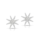Starburst Diamond Stud Earrings, 14K White Gold