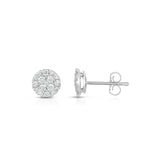 Diamond Cluster Stud Earrings, .49 Carat, 14K White Gold