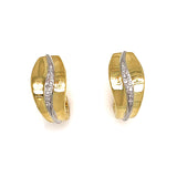High Polish Hoop Earrings with Diamond Center, 14K Yellow Gold