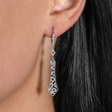 Open Design Diamond Dangle Earrings, 14K White Gold