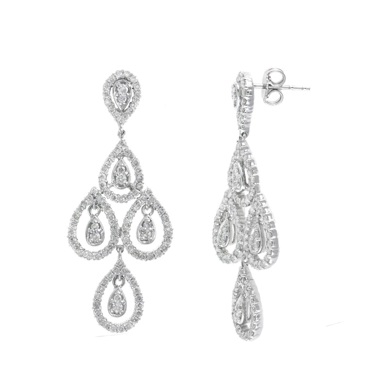 Diamond Chandelier Earrings, 2.30 Carats, 14K White Gold