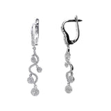 Diamond Cluster Dangle Earrings, 14K White Gold