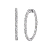 Inside Out Diamond Hoops, 2.50 Inches, 4.07 Carats, 14K White Gold