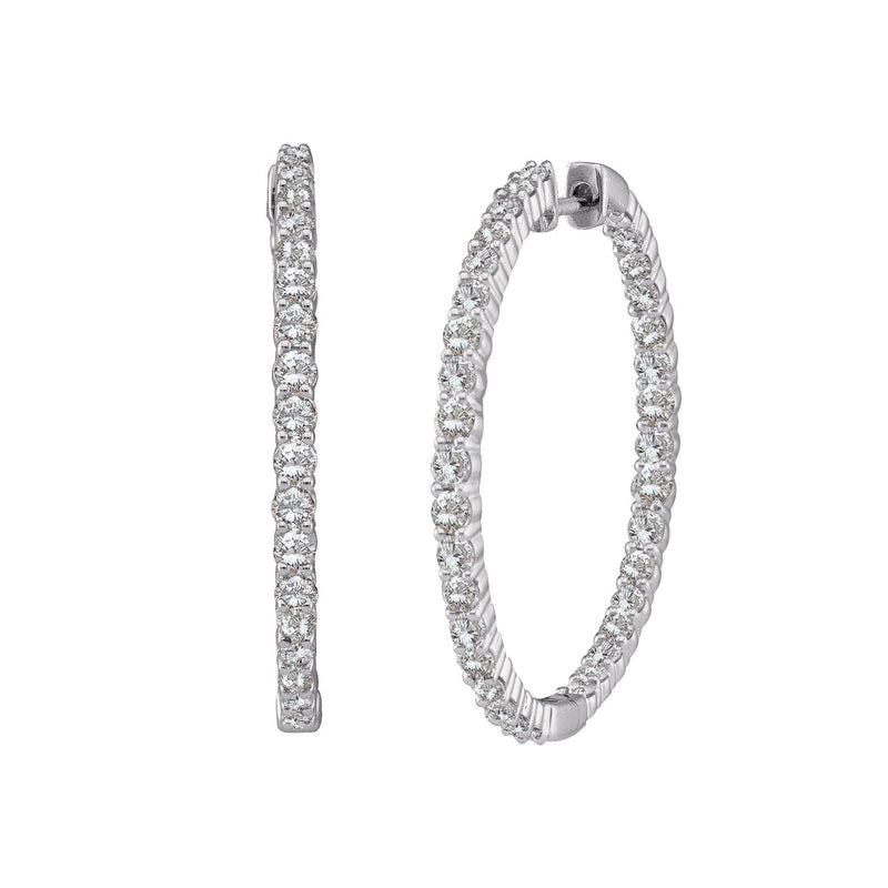 Inside Out Diamond Hoops, 2.50 Inches, 4.07 Carats, 14K White Gold