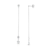 Minimal Diamond Dangle Earrings, 14K White Gold