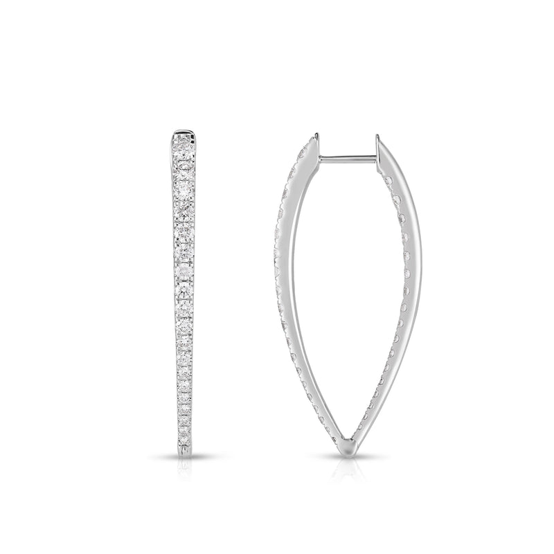 Tapered Hoop Earrings, 14K White Gold